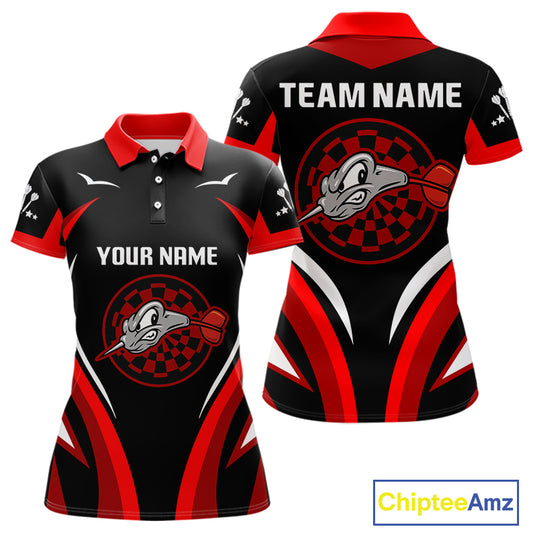 Red Darts Arrow & Dartboard Funny Darts Shirt For Women - Custom Team & Player Name NYN0378