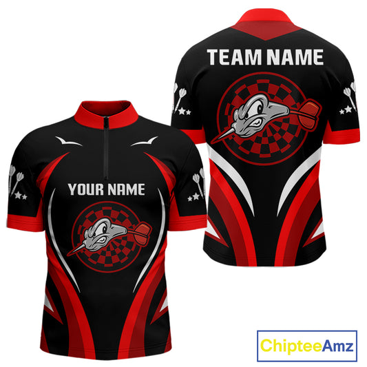 Red Darts Arrow & Dartboard Funny Darts Shirt For Men - Custom Team & Player Name NYN0378