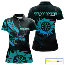 Load image into Gallery viewer, Turquoise Flames Eagle Dartboard Custom Polo Darts Jerseys For Women, Darts Team Shirt Uniform NYN0852