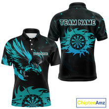 Load image into Gallery viewer, Turquoise Flames Eagle Dartboard Custom Polo Darts Jerseys For Men, Darts Team Shirt Uniform NYN0852