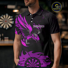 Load image into Gallery viewer, Purple Flames Eagle Dartboard Custom Polo Darts Jerseys For Men, Darts Team Shirt Uniform NYN0853