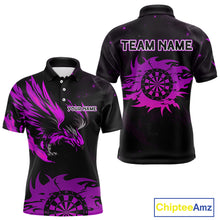 Load image into Gallery viewer, Purple Flames Eagle Dartboard Custom Polo Darts Jerseys For Men, Darts Team Shirt Uniform NYN0853