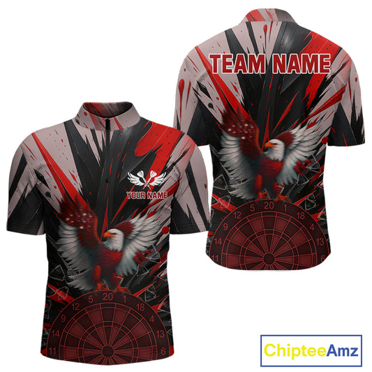 Eagle Dartboard Broken Glass Men's Darts Shirt Custom Name & Team | Opt1 - Red NYN0656
