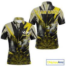 Load image into Gallery viewer, Eagle Dartboard Broken Glass Men's Darts Shirt Custom Name &amp; Team | Opt3 - Yellow NYN0658
