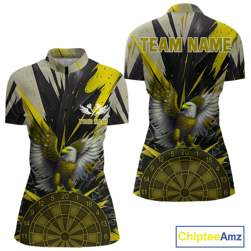 Eagle Dartboard Broken Glass Women's Darts Shirt Custom Name & Team | Opt3 - Yellow NYN0658