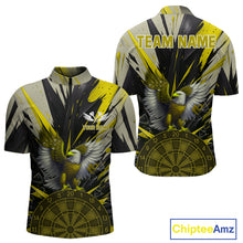 Load image into Gallery viewer, Eagle Dartboard Broken Glass Men's Darts Shirt Custom Name &amp; Team | Opt3 - Yellow NYN0658