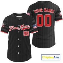 Load image into Gallery viewer, Men's Red Pinstripe Patriotic Baseball Jersey Custom USA Flag Baseball Shirt For Fans NYN0863