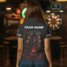 Load image into Gallery viewer, Custom Red Skull Dartboard Grunge Polo Darts Jerseys For Women, Darts Team Shirt Uniform NYN0869