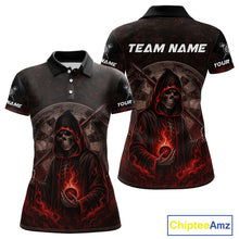 Load image into Gallery viewer, Custom Red Skull Dartboard Grunge Polo Darts Jerseys For Women, Darts Team Shirt Uniform NYN0869