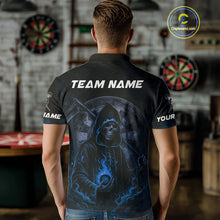 Load image into Gallery viewer, Custom Blue Skull Dartboard Grunge Polo Darts Jerseys For Women, Darts Team Shirt Uniform NYN0870