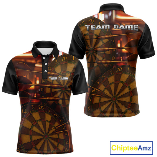Gold Dartboard & Dart Arrows Pattern, Darts Team Shirt For Men - Customizable Name NYN0387