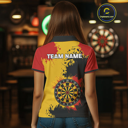 Colorful Grunge Pattern & Dartboard, Darts Team Shirt For Women – Customizable Name NYN0388