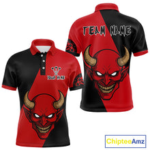 Load image into Gallery viewer, Red Evil Horned Skull Funny Darts Shirt For Men - Customizable Name &amp; Team NYN0396