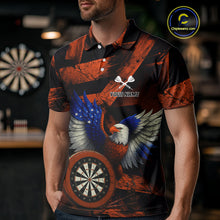 Load image into Gallery viewer, US Flag Eagle Dartboards Grunge Men's Darts Shirt Custom Name &amp; Team | Opt2 - Orange NYN0666