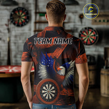Load image into Gallery viewer, US Flag Eagle Dartboards Grunge Men's Darts Shirt Custom Name &amp; Team | Opt2 - Orange NYN0666