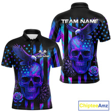 Load image into Gallery viewer, Custom Holographic US Flag Patriotic Darts Shirt For Men Dart Eagle Skull Jerseys NYN1278