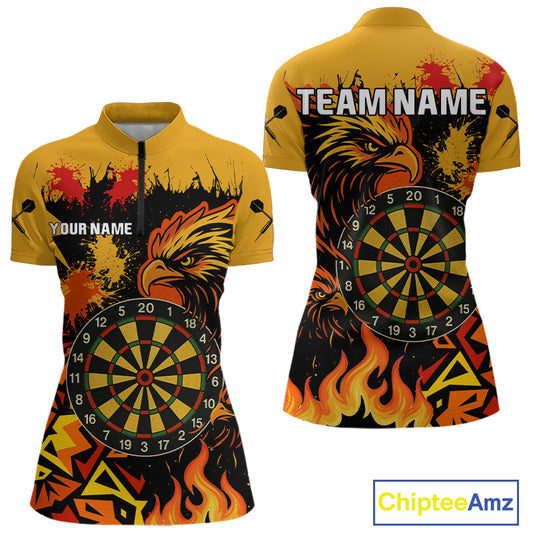 Custom Black And Yellow Flaming Eagle Darts Shirt For Women Outfits Grunge Dart Jersey NYN0399