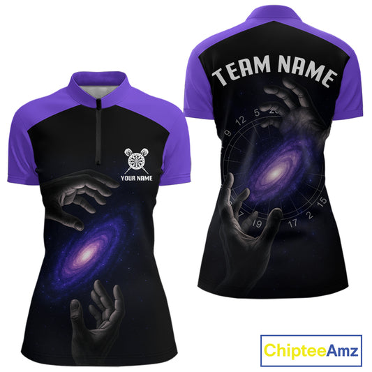 Masterful Hand Galaxy Wiomen's Darts Shirt - Custom Name Cosmic Dartboard Jersey NYN0407