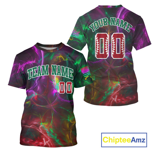 Custom Colorful Men's Baseball T-Shirt Personalized Lightning Baseball Shirt For Fans NYN0893