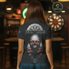 Load image into Gallery viewer, Custom Black And Red Skulls Silver Dartboard Darts Shirt For Women Outfit Dart Polo Jerseys NYN0897