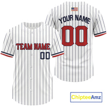 Load image into Gallery viewer, Classic Patriotic Baseball Jersey For Men Personalized US Flag Pinstripe Baseball Team NYN0898