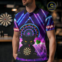 Load image into Gallery viewer, Dark Cat &amp; Neon Electric Men&#39;s Darts Shirt - Custom Name For Dart Players NYN0416