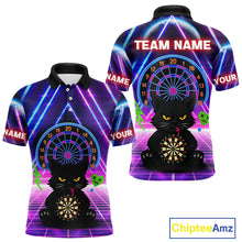 Load image into Gallery viewer, Dark Cat &amp; Neon Electric Men&#39;s Darts Shirt - Custom Name For Dart Players NYN0416
