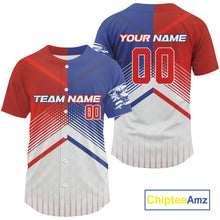 Load image into Gallery viewer, Custom Blue And Red Splashed Baseball Jersey For Men American Flag Youth Baseball Shirt NYN1305