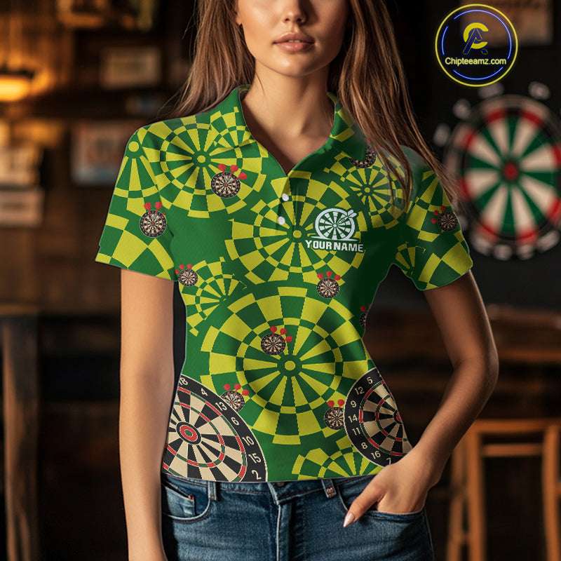 Multi Color Dartboard & Dart Arrows Women's Darts Shirt - Custom Name For Darts Jersey NYN0425