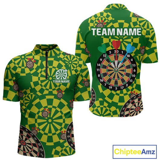 Multi Color Dartboard & Dart Arrows Men's Darts Shirt - Custom Name For Darts Jersey NYN0425