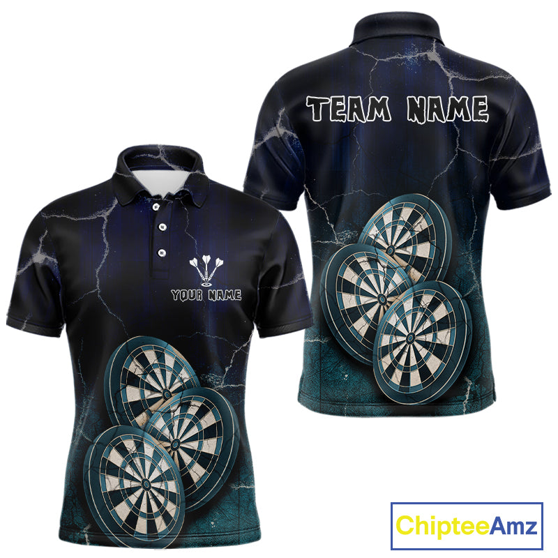 Triple Dartboards Custom Grunge Darts Team Shirt For Men | Opt1 - Blue Turquoise NYN0678
