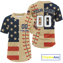 Load image into Gallery viewer, Custom Red And Blue Patriotic Baseball Shirts For Men Outfit US Flag Baseball Jerseys NYN0909