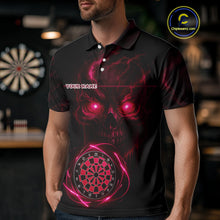 Load image into Gallery viewer, Custom Lightning Red Skull Dartboard Polo Dart Shirt For Men Outfit Skull Dart Team Jerseys NYN0929