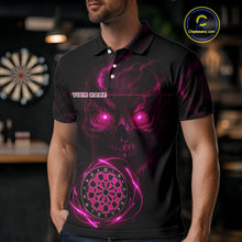 Load image into Gallery viewer, Custom Lightning Pink Skull Dartboard Polo Dart Shirt For Men Outfit Skull Dart Team Jerseys NYN0930