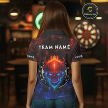 Load image into Gallery viewer, Flame Skull Dartboard Women&#39;s Darts Polo Shirt - Custom Name For Players NYN0745