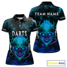 Load image into Gallery viewer, Flame Skull Dartboard Women&#39;s Darts Polo Shirt - Custom Name For Players NYN0746