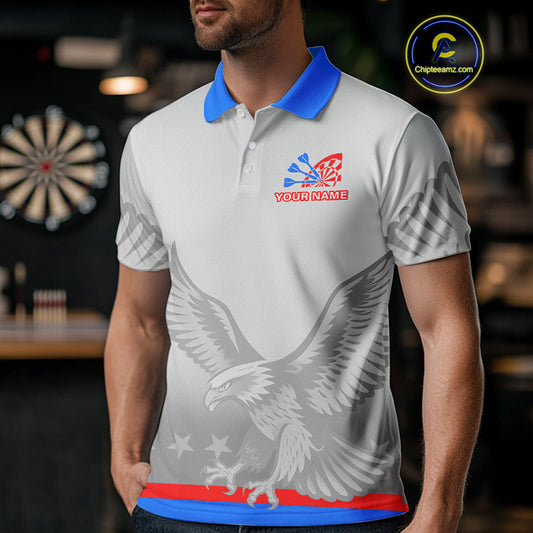Light Eagle Dartboard Men's Darts Polo Shirt - Custom Name For Darts Jersey NYN0760
