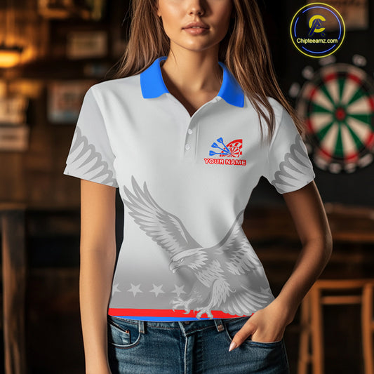 Light Eagle Dartboard Women's Darts Polo Shirt - Custom Name For Darts Jersey NYN0760