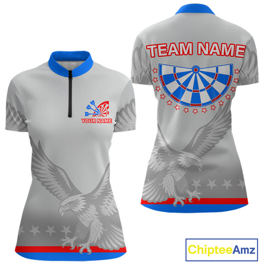 Light Eagle Dartboard Women's Darts Quarter-Zip Shirt - Custom Name For Darts Jersey NYN0760