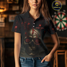 Load image into Gallery viewer, Custom Women&#39;s Darts Polo Shirts Red Dripping Blood Skull For Darts Jersey NYN0775