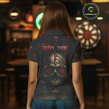 Load image into Gallery viewer, Custom Women&#39;s Darts Polo Shirts Red Dripping Blood Skull For Darts Jersey NYN0775