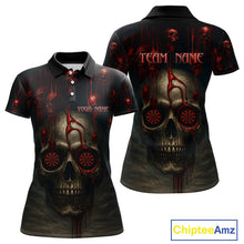 Load image into Gallery viewer, Custom Women&#39;s Darts Polo Shirts Red Dripping Blood Skull For Darts Jersey NYN0775