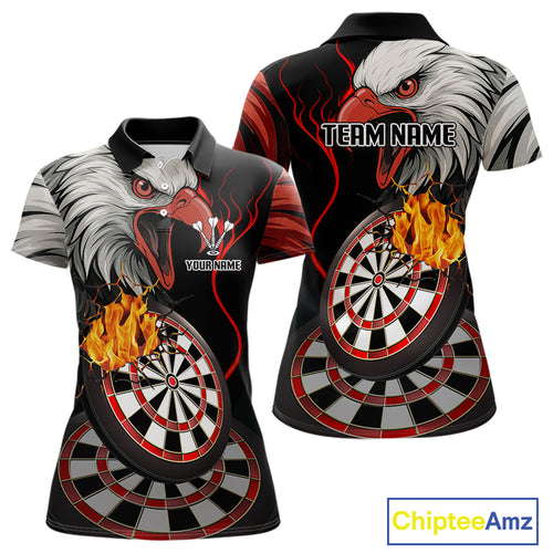 Eagle & Red Crack Darts Custom Funny Dart Polo Shirts For Women, Dart Team Jerseys NYN0798