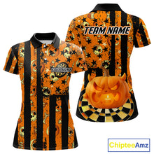Load image into Gallery viewer, Pumpkin &amp; Dartboard Custom Funny Halloween Dart Polo Shirts For Women, Dart Team Jerseys NYN0805