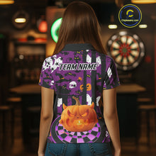 Load image into Gallery viewer, Pumpkin &amp; Dartboard Custom Funny Halloween Dart Polo Shirts For Women, Dart Team Jerseys NYN0806