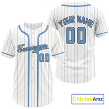 Load image into Gallery viewer, Men's Pinstripe Baseball Jersey Personalized Blue Classic Baseball Uniform For Newborns NYN0844
