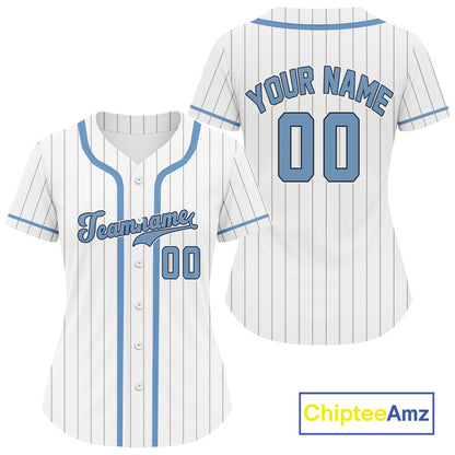 Women's Pinstripe Baseball Jersey Personalized Blue Classic Baseball Uniform For Newborns NYN0844