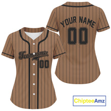 Load image into Gallery viewer, Women's Pinstripe Baseball Jersey Personalized Brown Classic Baseball Uniform For Newborns NYN0845