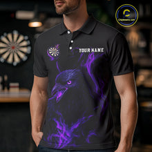 Load image into Gallery viewer, Custom Purple Flames Darts Raven Gothic Polo Darts Jerseys For Men Outfits Dart Jersey NYN0867