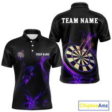 Load image into Gallery viewer, Custom Purple Flames Darts Raven Gothic Polo Darts Jerseys For Men Outfits Dart Jersey NYN0867